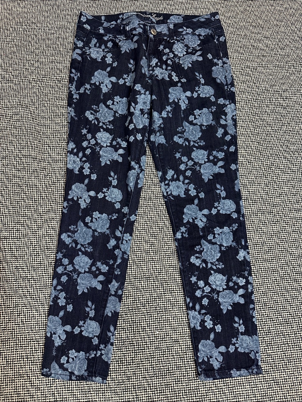 Floral Print Dark Wash Skinny Jeans
